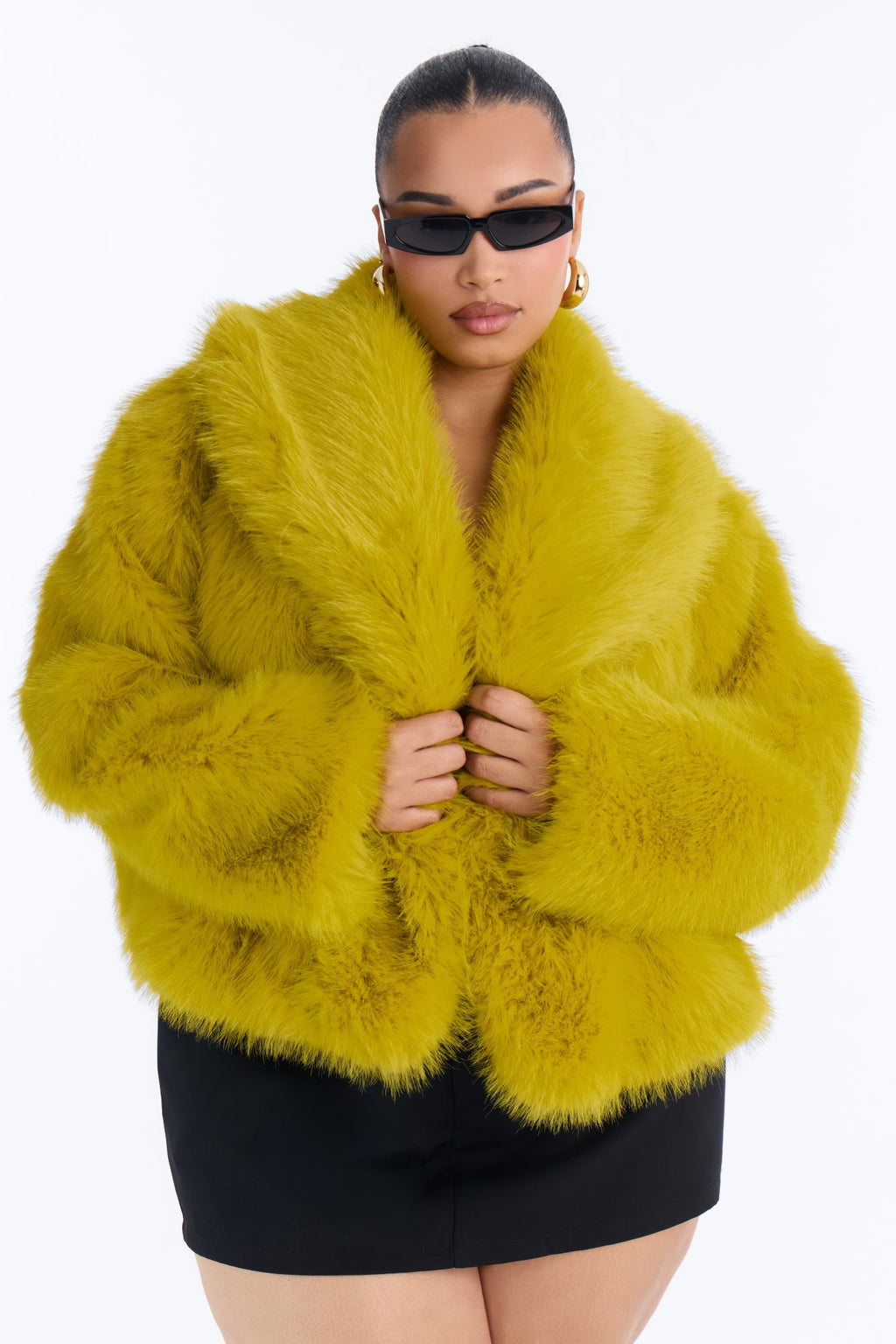 Gigi Faux Fur Coat - Chartreuse