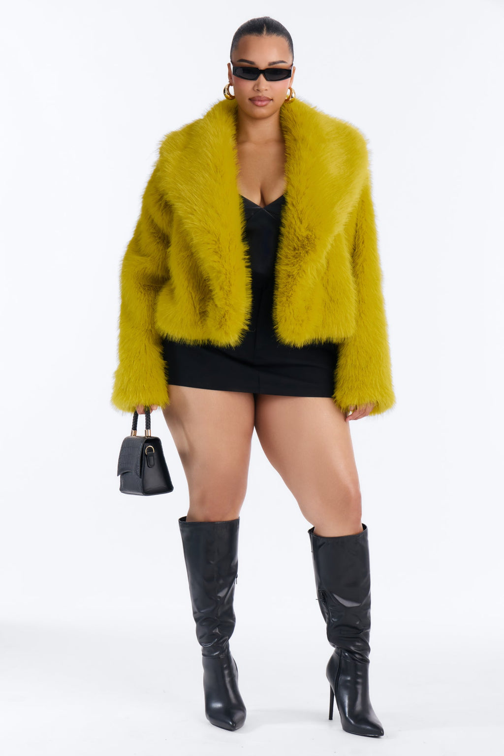 Gigi Faux Fur Coat - Chartreuse