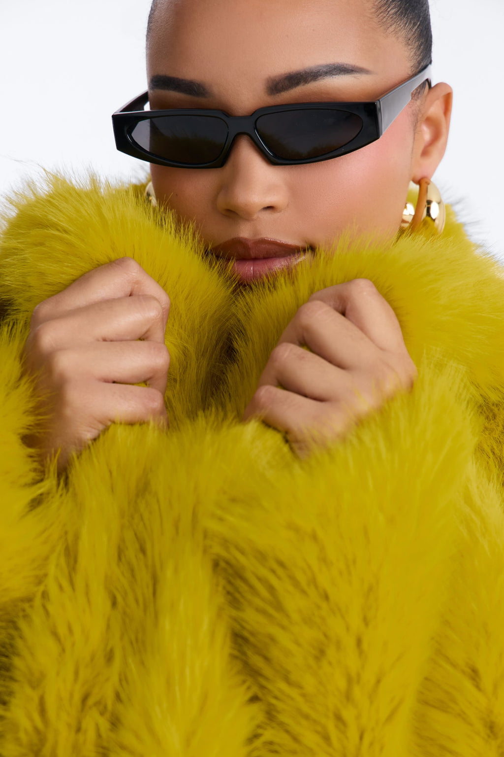 Gigi Faux Fur Coat - Chartreuse