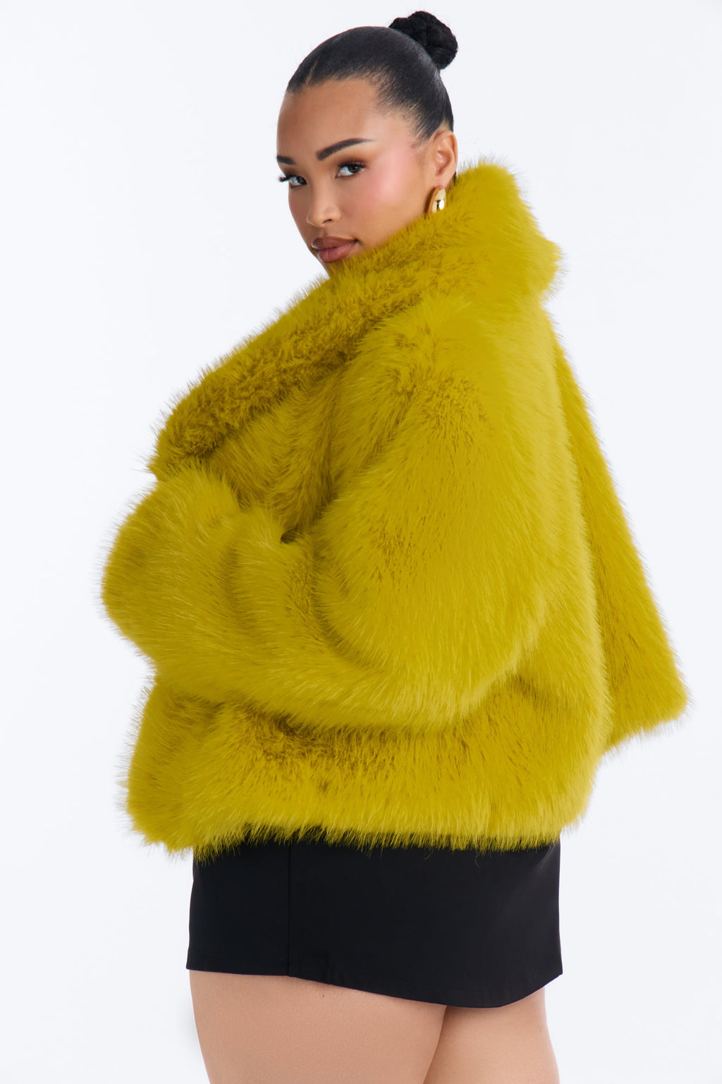 Gigi Faux Fur Coat - Chartreuse