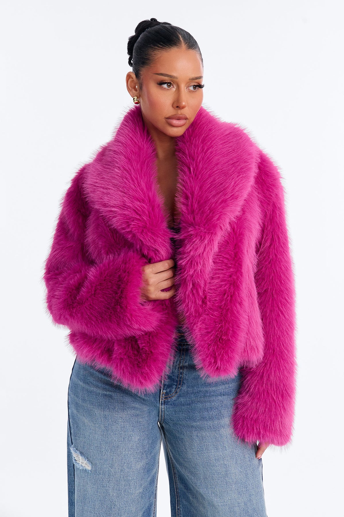 Gigi Faux Fur Coat - Magenta
