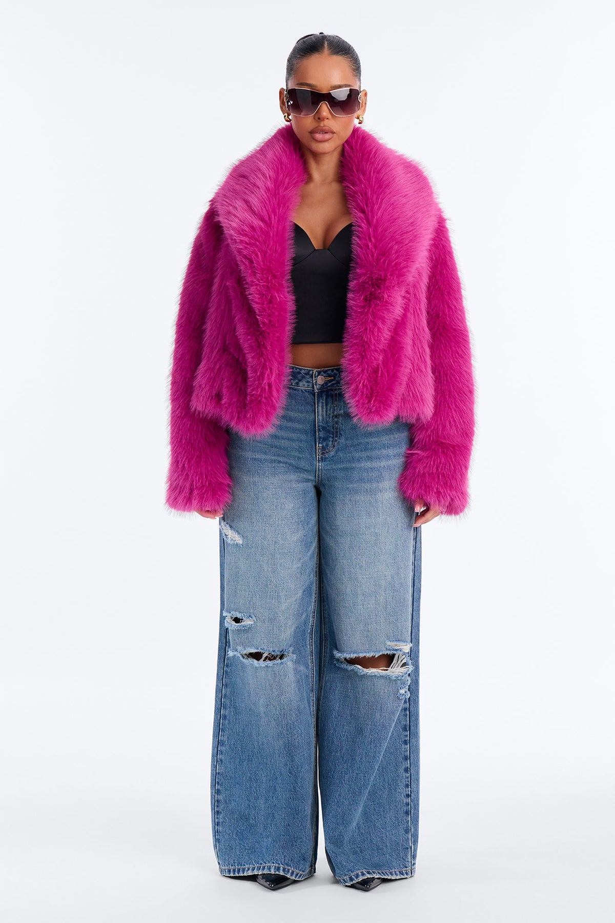 Gigi Faux Fur Coat - Magenta