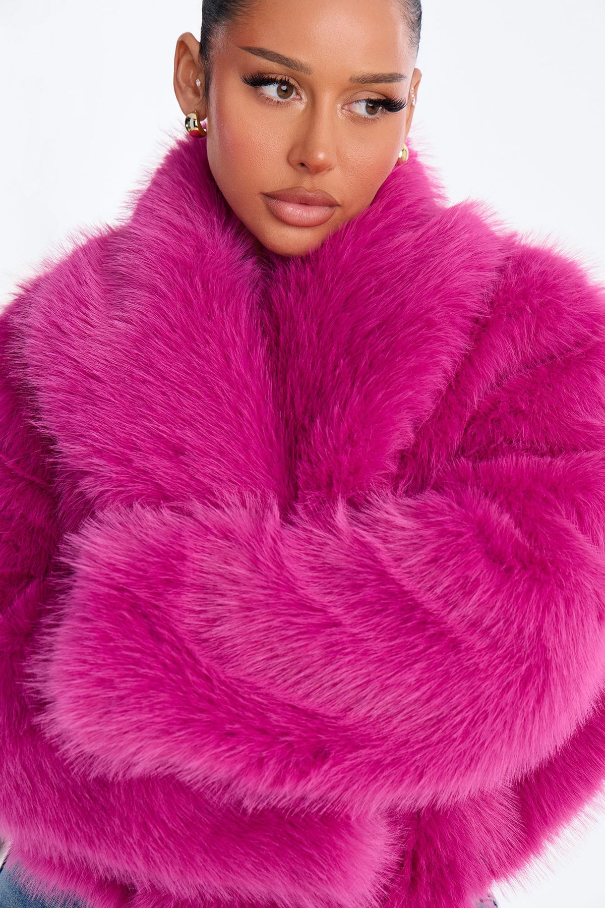 Gigi Faux Fur Coat - Magenta