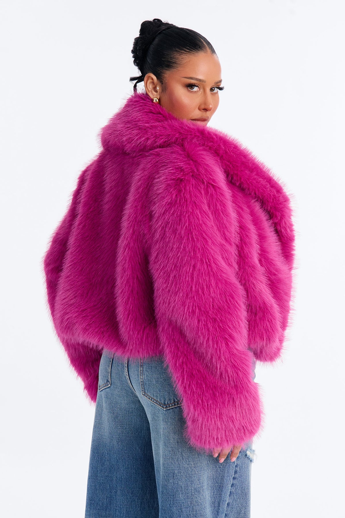 Gigi Faux Fur Coat - Magenta