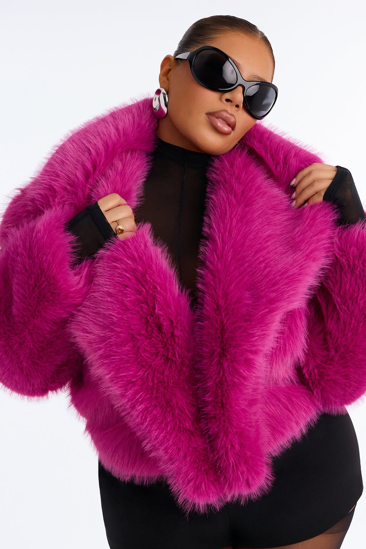 Gigi Faux Fur Coat - Magenta
