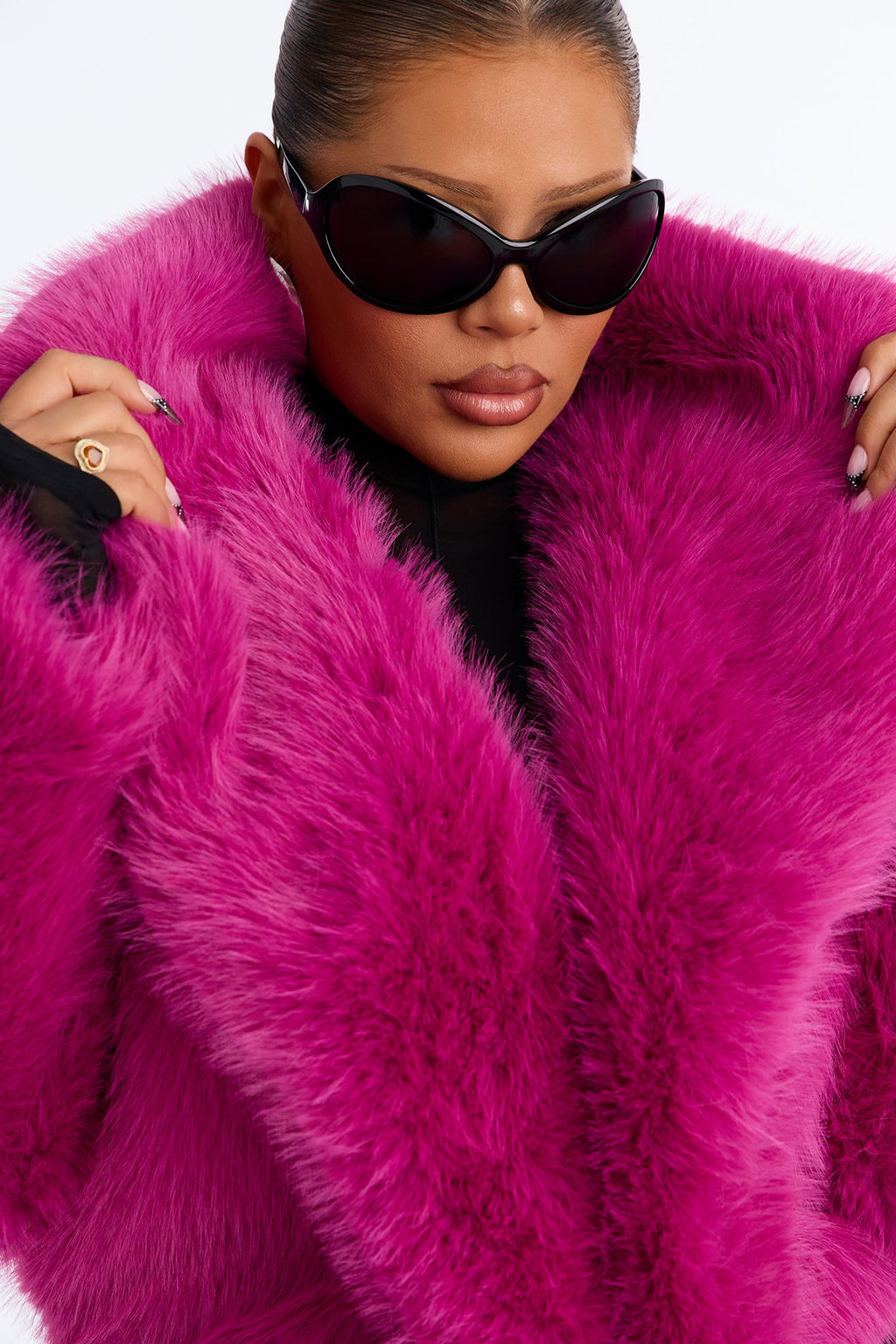 Gigi Faux Fur Coat - Magenta