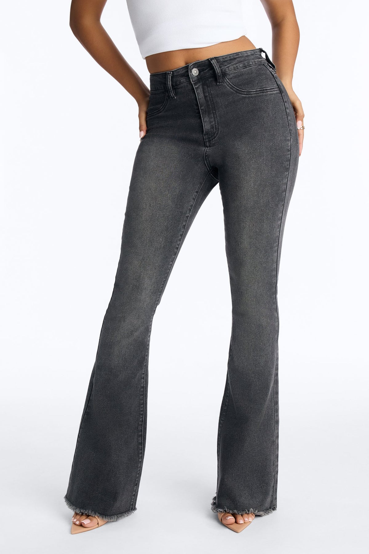 She Ate High Rise Stretch Flare Jeans - Black Wash