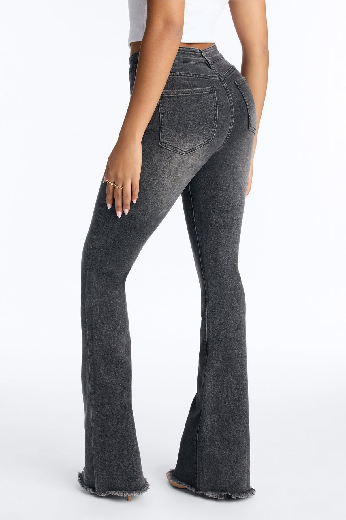 She Ate High Rise Stretch Flare Jeans - Black Wash