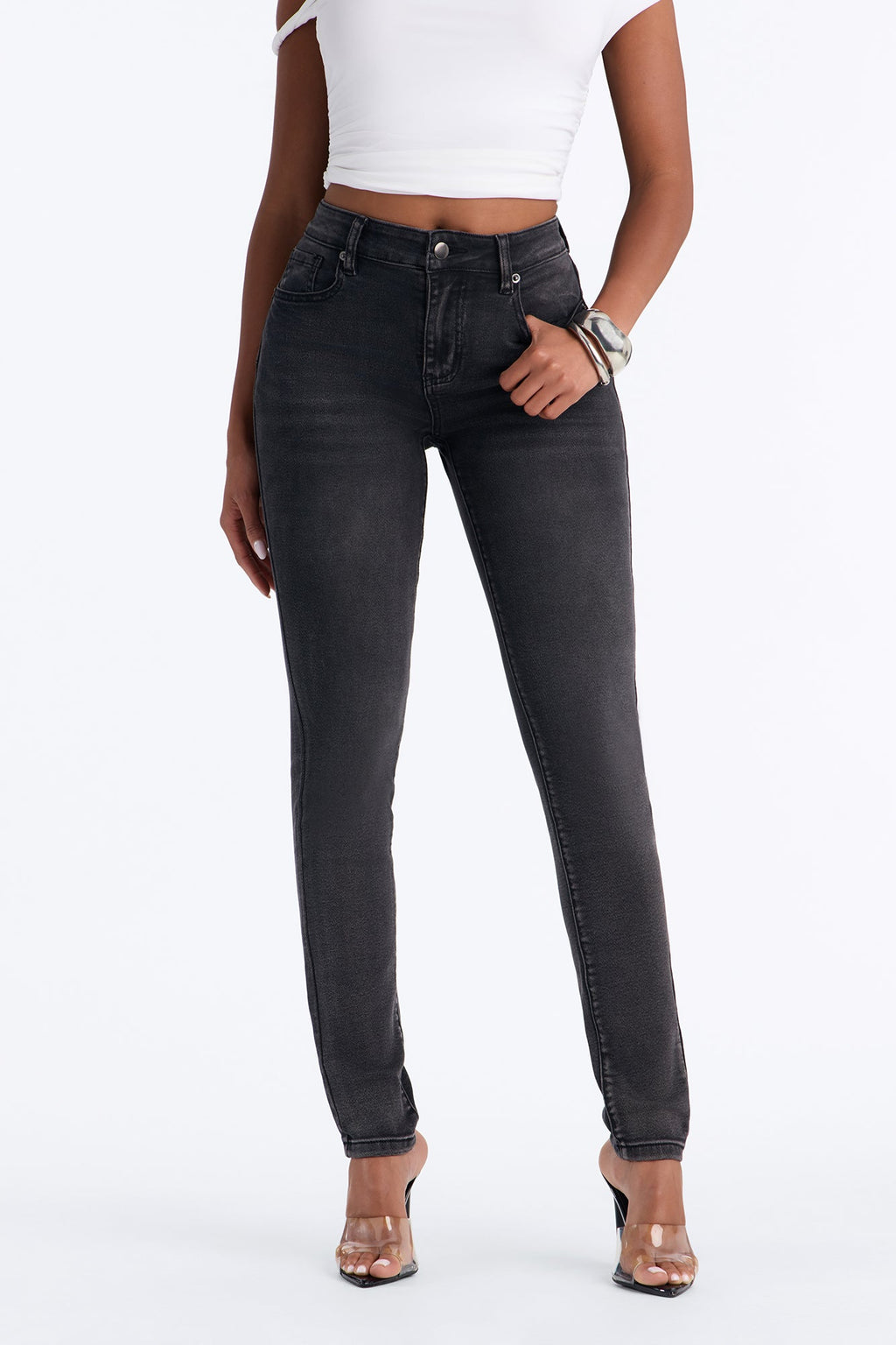 Tall She's An Icon Curvy Stretch Skinny Jeans - Black Wash