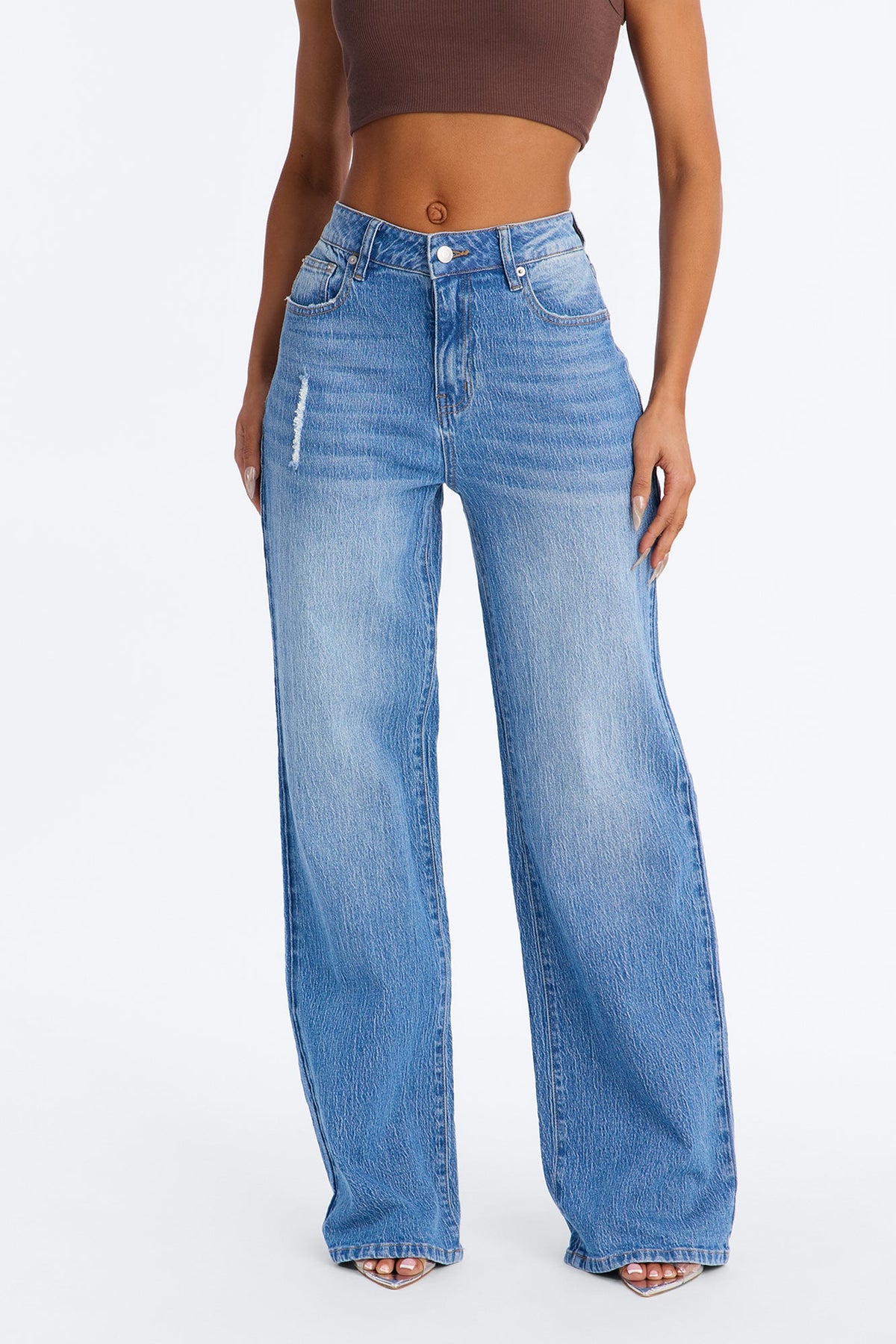 Next Chapter Baggy Wide Leg Jeans - Medium Wash