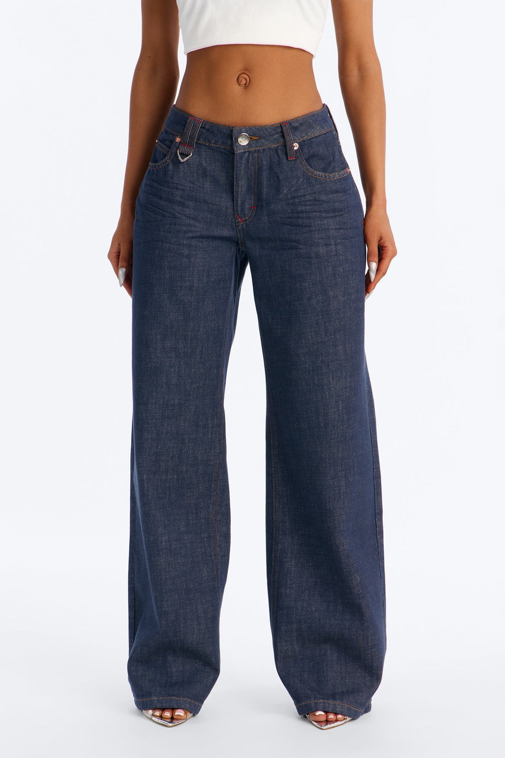 Westside Low Rise Non Stretch Wide Leg Jeans - Dark Denim