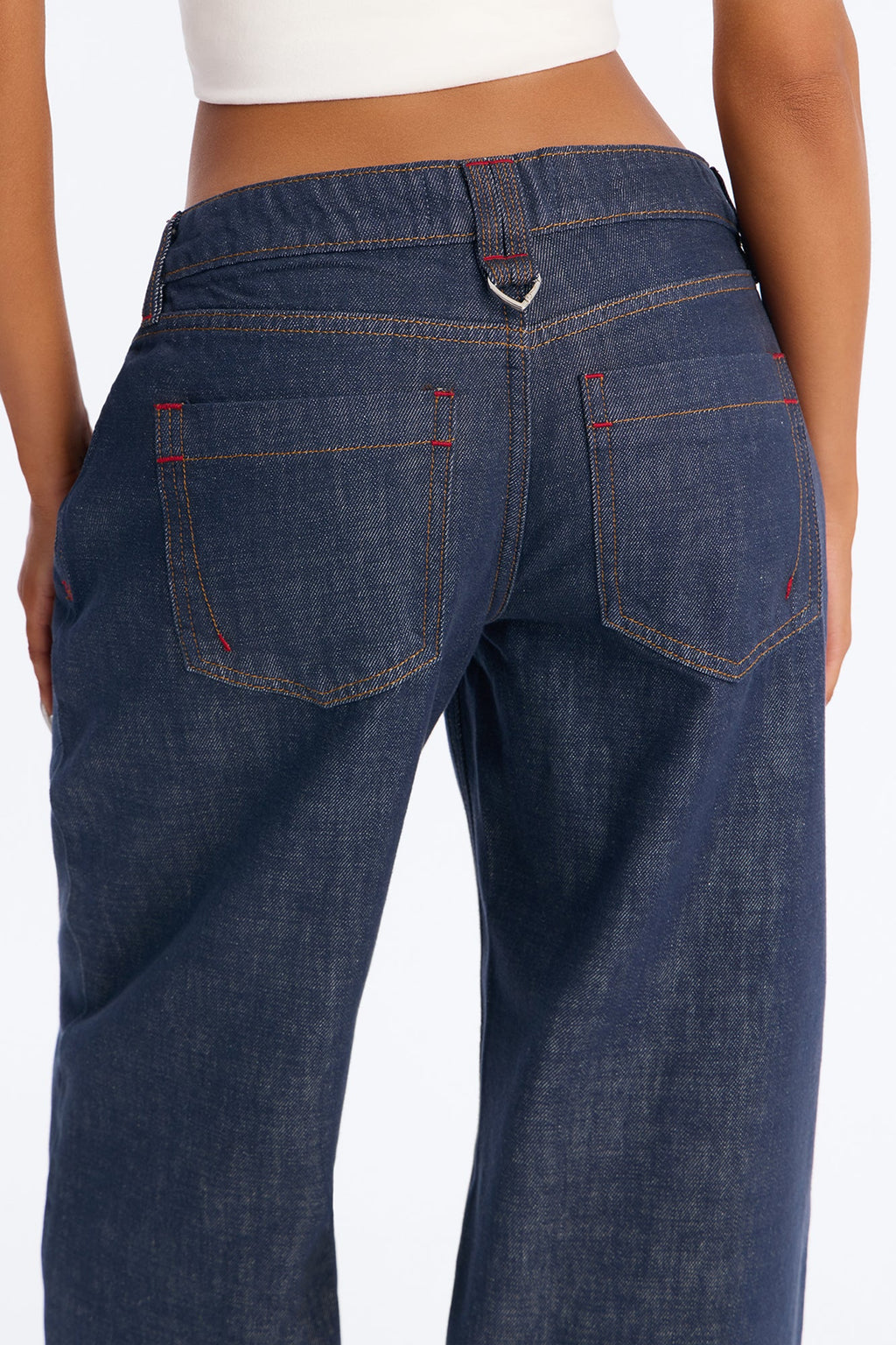 Westside Low Rise Non Stretch Wide Leg Jeans - Dark Denim