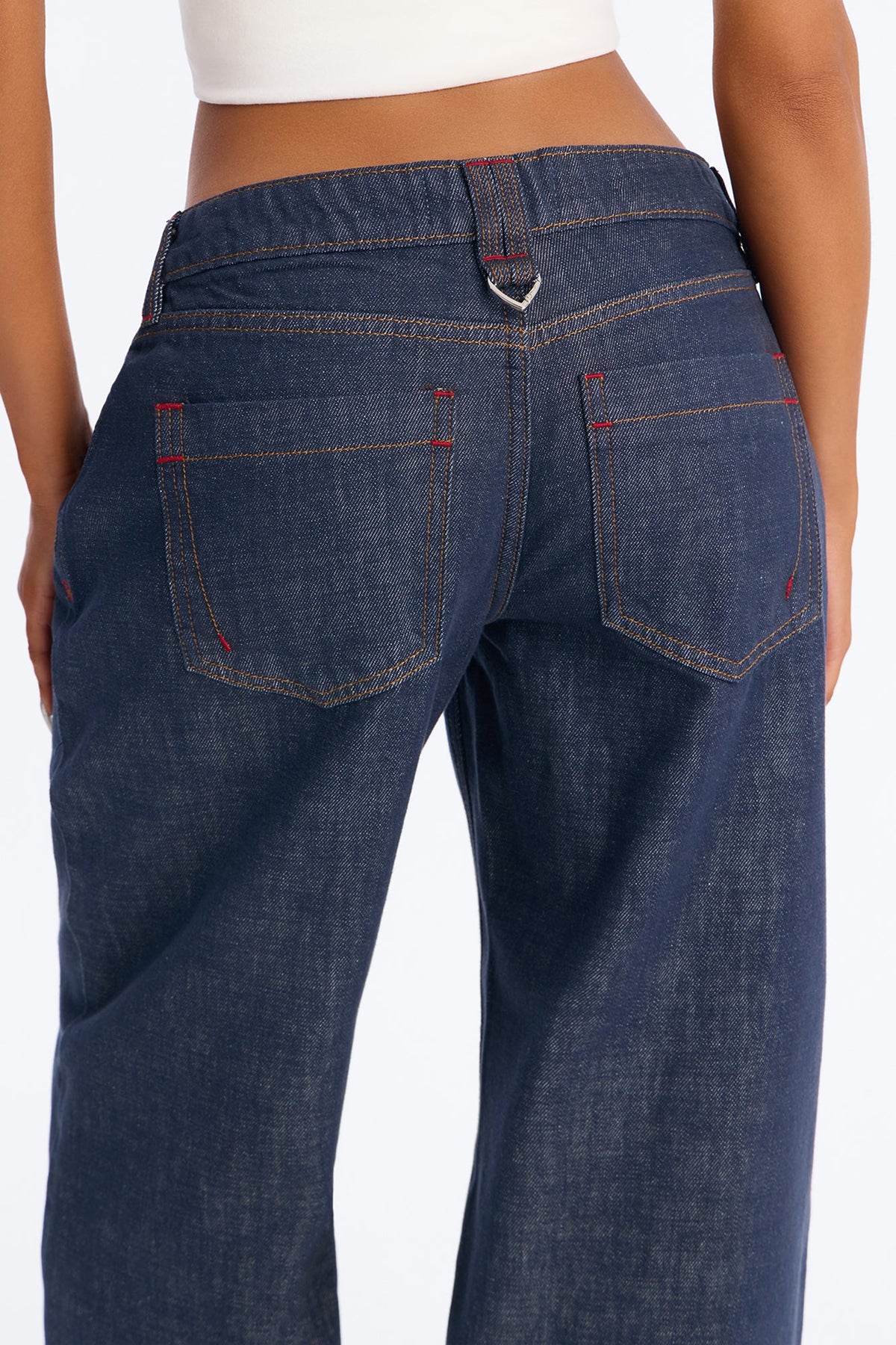 Westside Low Rise Non Stretch Wide Leg Jeans - Dark Denim