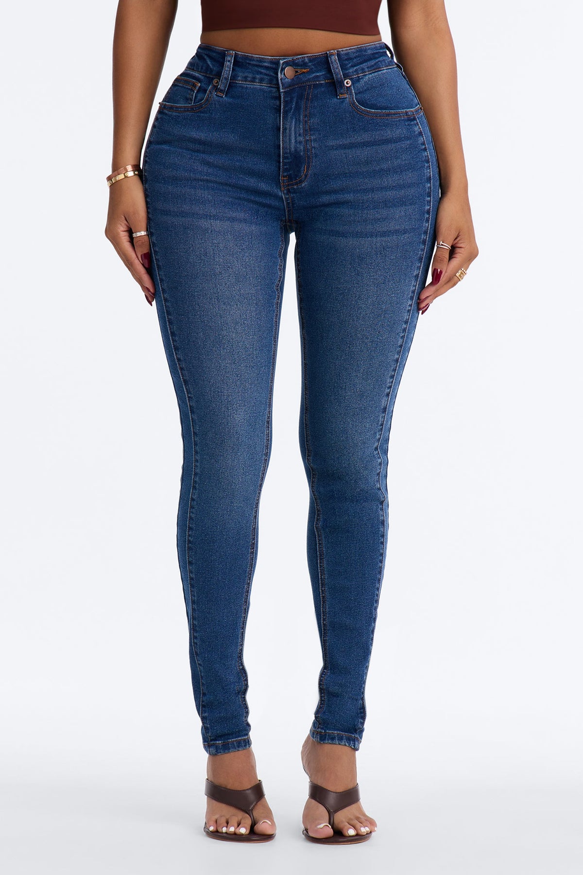 Handle Me Mid Rise Stretch Skinny Jeans - Dark Wash