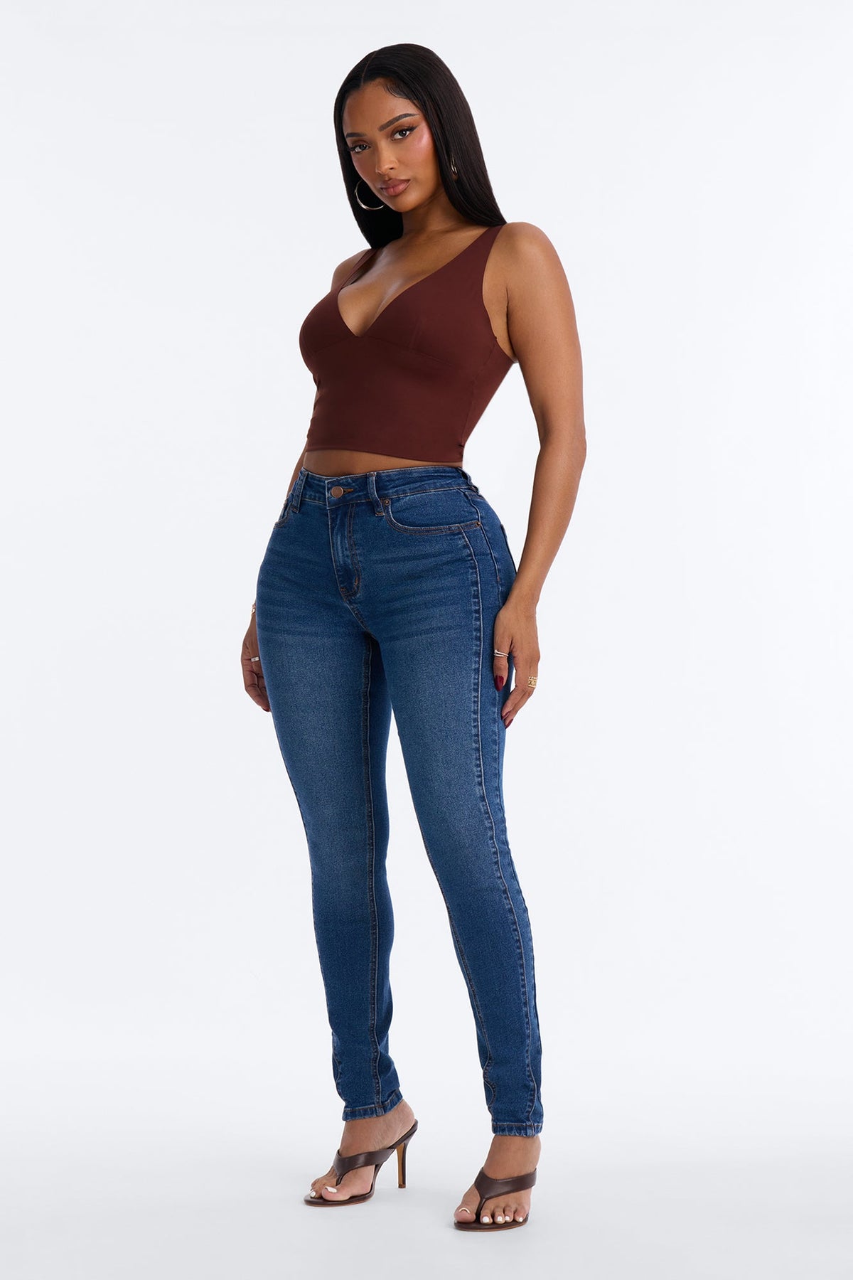 Handle Me Mid Rise Stretch Skinny Jeans - Dark Wash