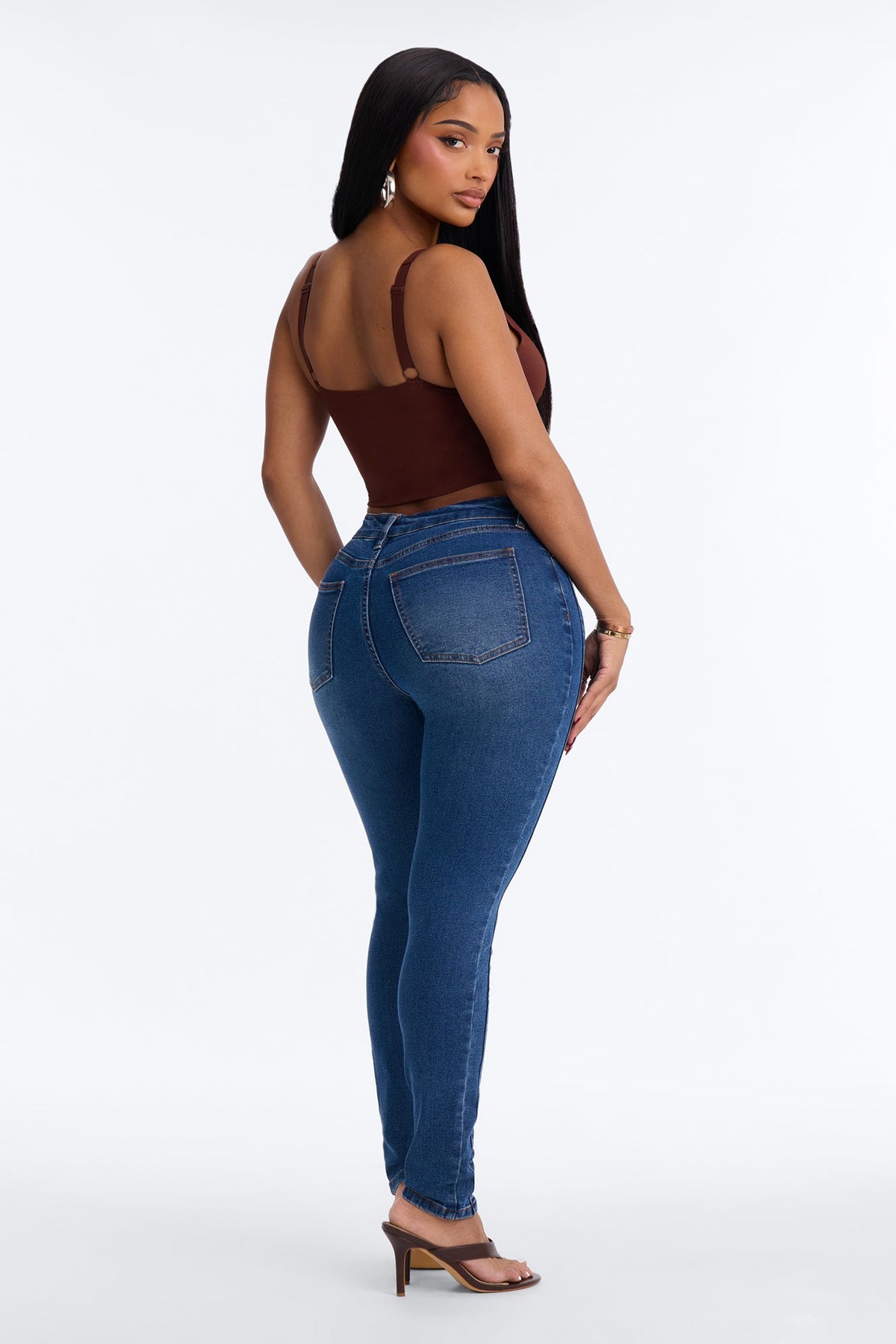 Handle Me Mid Rise Stretch Skinny Jeans - Dark Wash