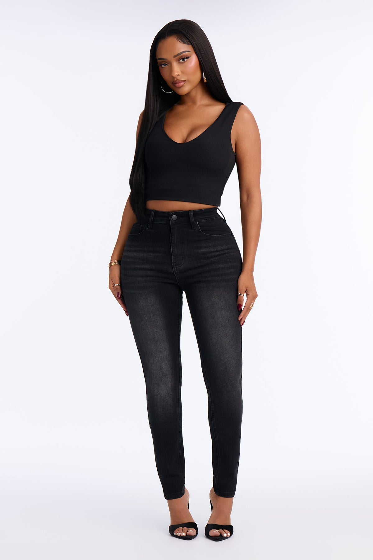 Keep It Tight Shaping Stretch Skinny Jeans - Black Wash