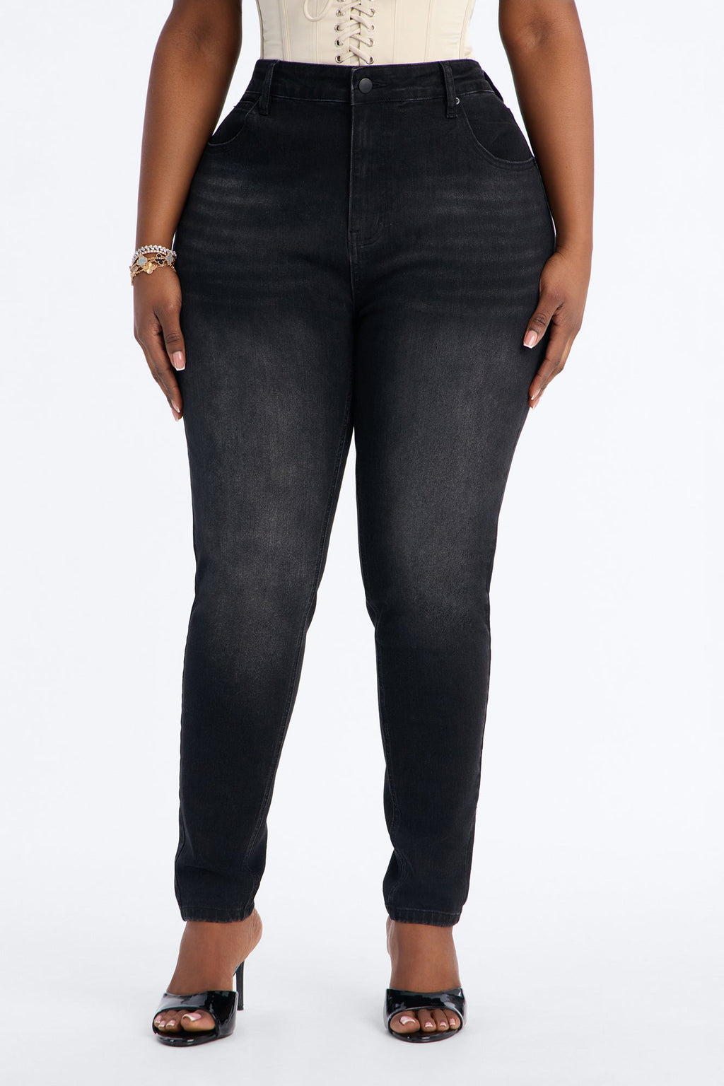 Keep It Tight Shaping Stretch Skinny Jeans - Black Wash
