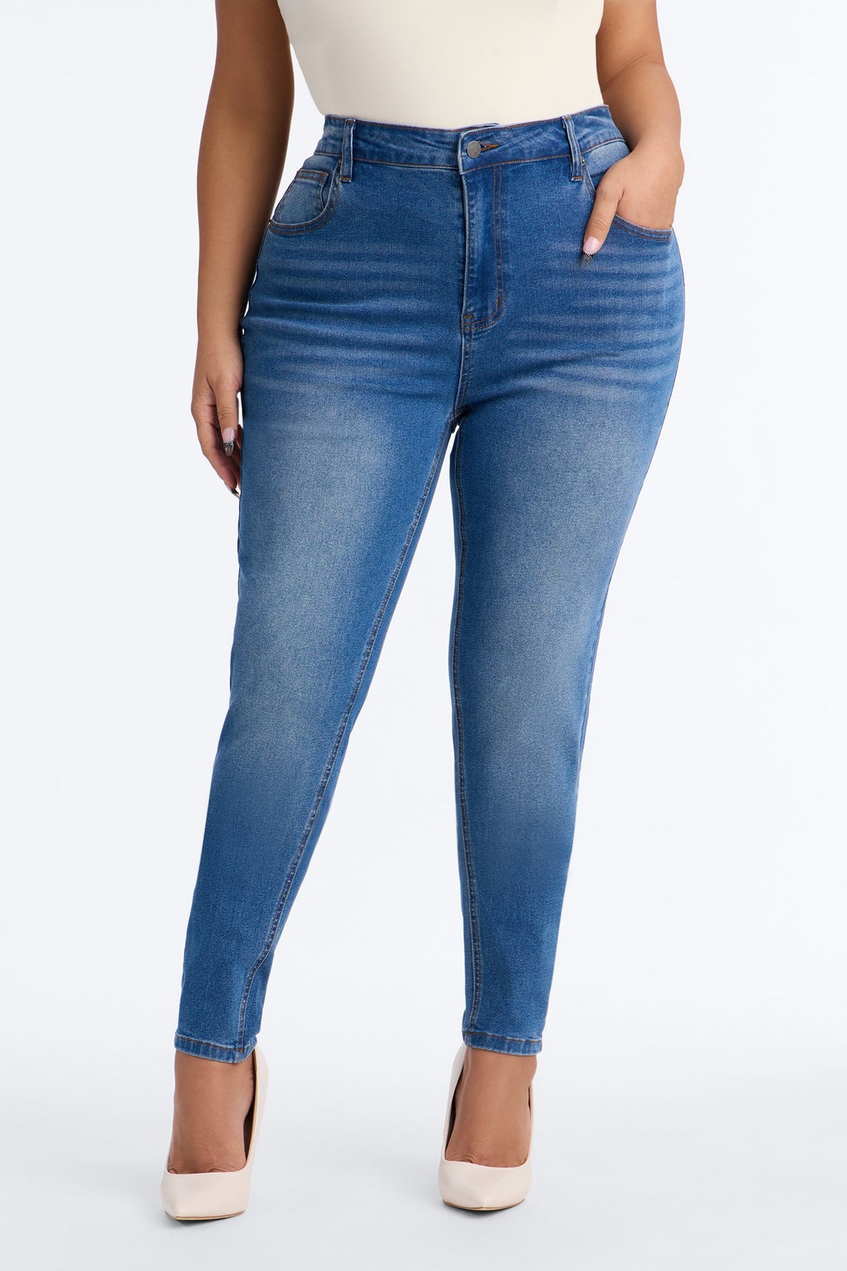 Keep It Tight Shaping Stretch Skinny Jeans - Medium Wash