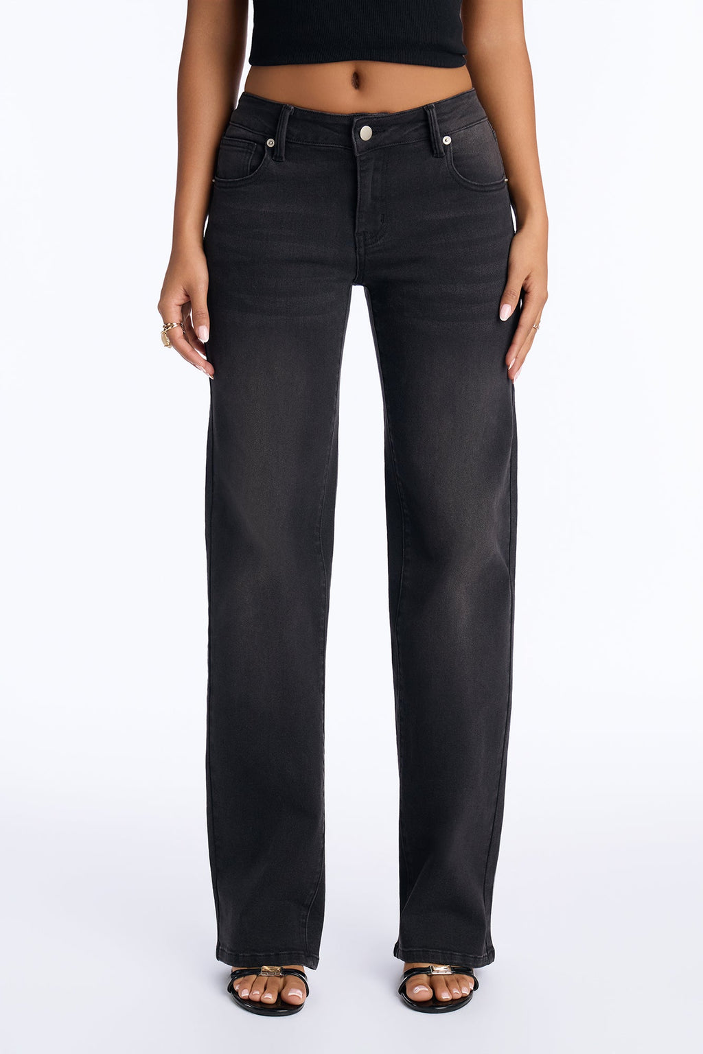 Lola Low Rise Slim Straight Leg Jeans - Black Wash