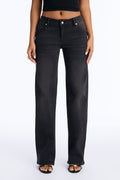 Lola Low Rise Slim Straight Leg Jeans - Black Wash