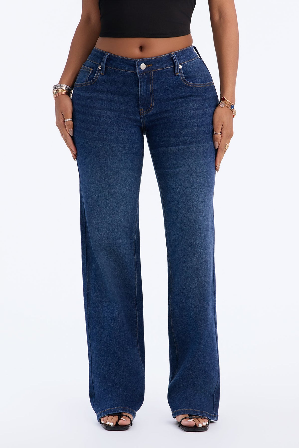 Lola Low Rise Slim Straight Leg Jeans - Dark Wash