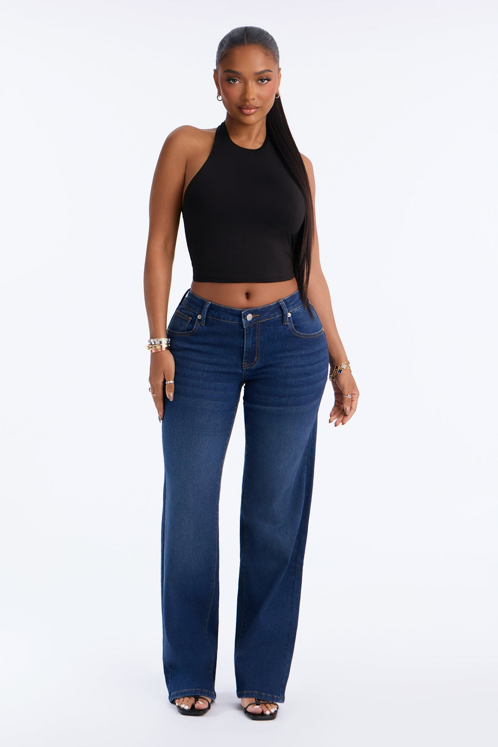 Lola Low Rise Slim Straight Leg Jeans - Dark Wash