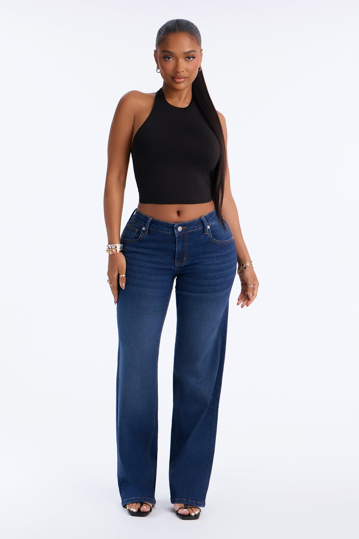Lola Low Rise Slim Straight Leg Jeans - Dark Wash