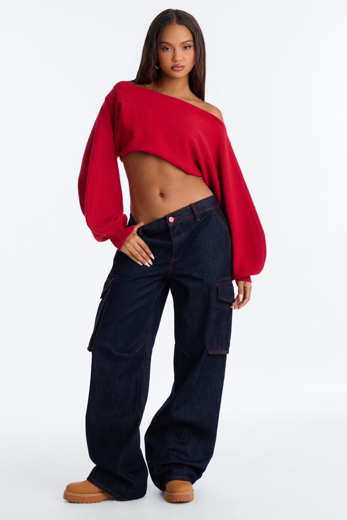 Code Red Cargo Wide Leg Jeans - Dark Denim