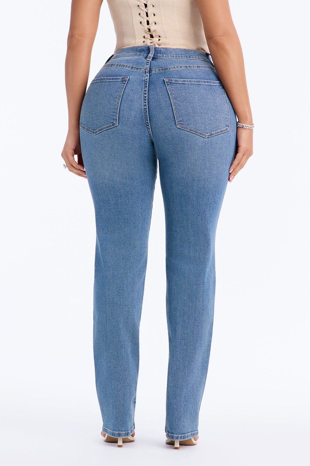 San Fran High Rise Stretch Straight Leg Jeans - Medium Wash