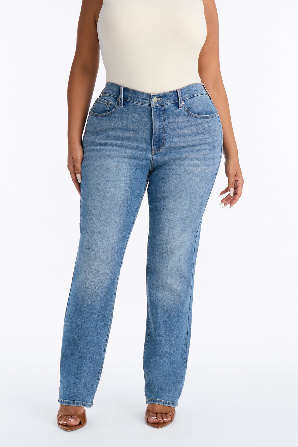 San Fran High Rise Stretch Straight Leg Jeans - Medium Wash