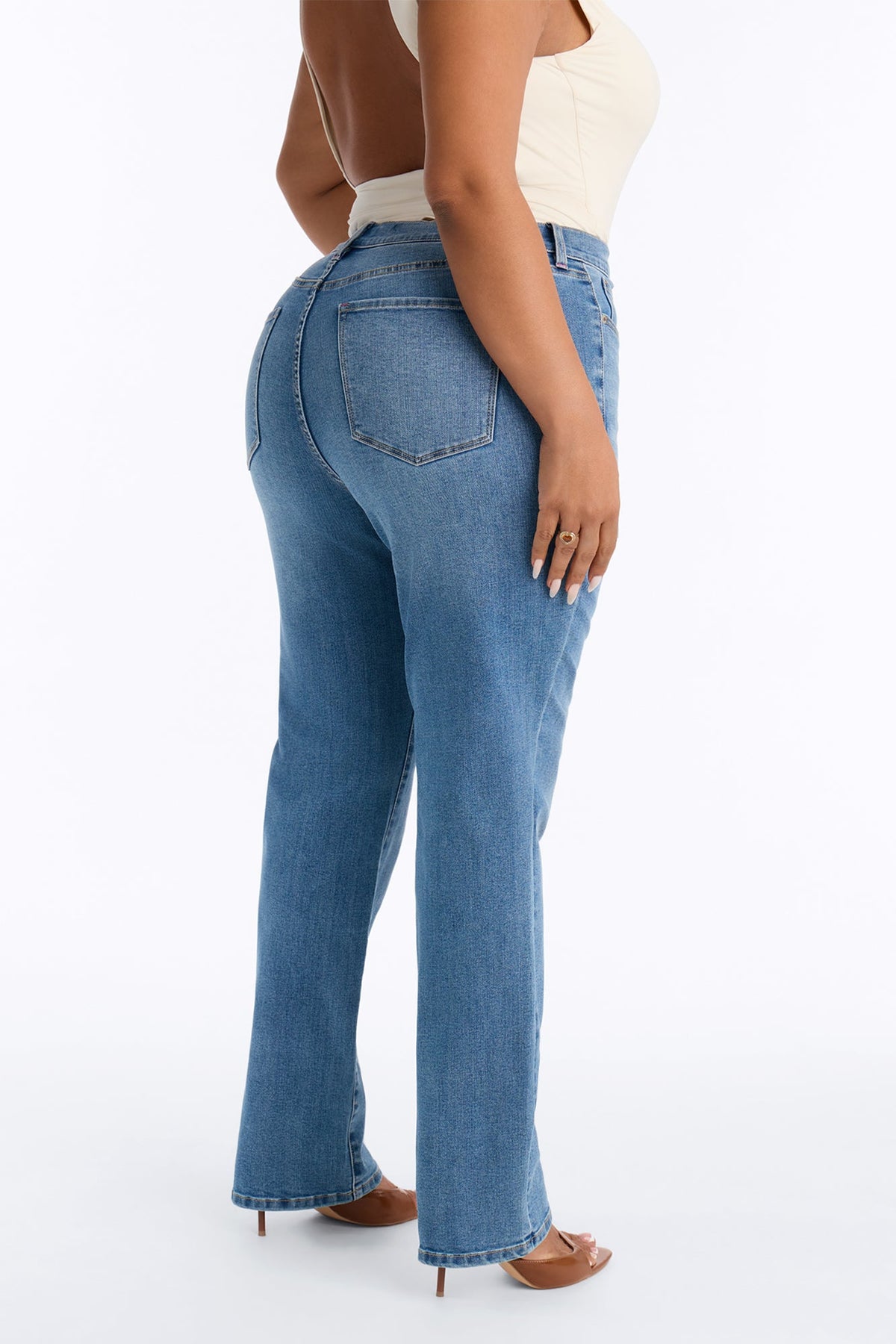 San Fran High Rise Stretch Straight Leg Jeans - Medium Wash