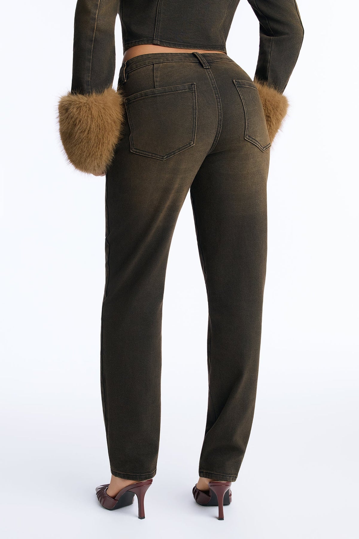 Villa Vibes Stretch Slim Straight Jeans - Dark Brown