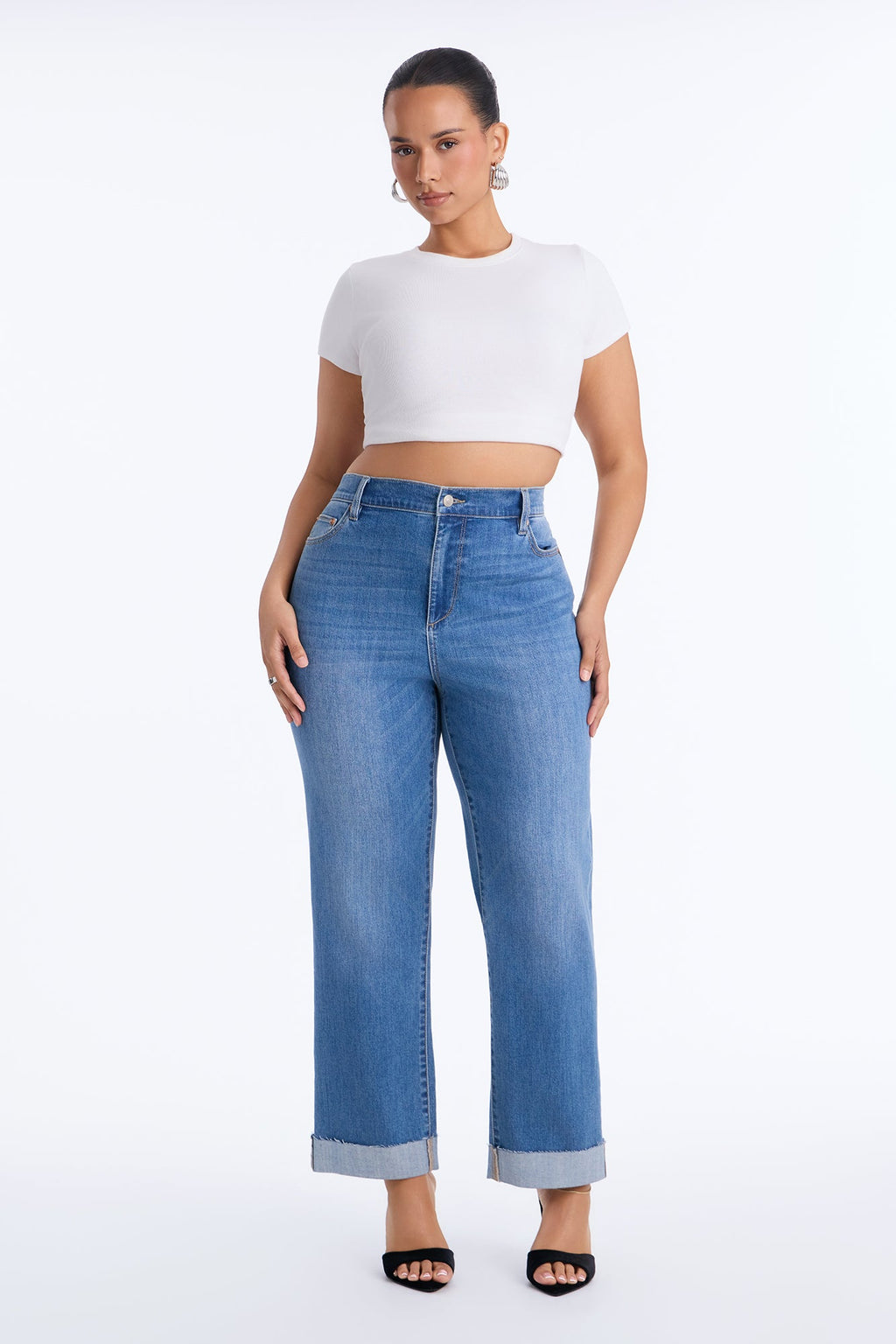 Salinas Curvy Stretch Straight Leg Jeans - Medium Wash