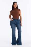 Charlotte Curvy Stretch Flare Leg Jeans - Dark Wash