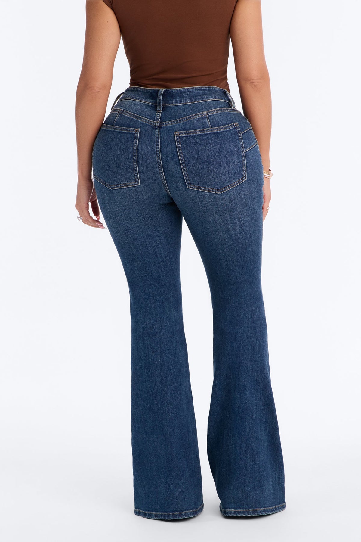 Charlotte Curvy Stretch Flare Leg Jeans - Dark Wash
