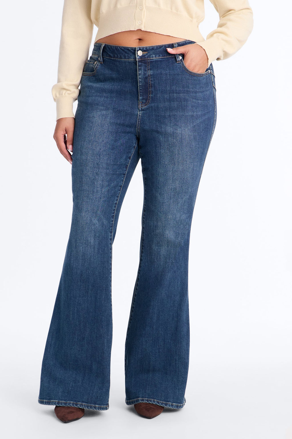 Charlotte Curvy Stretch Flare Leg Jeans - Dark Wash