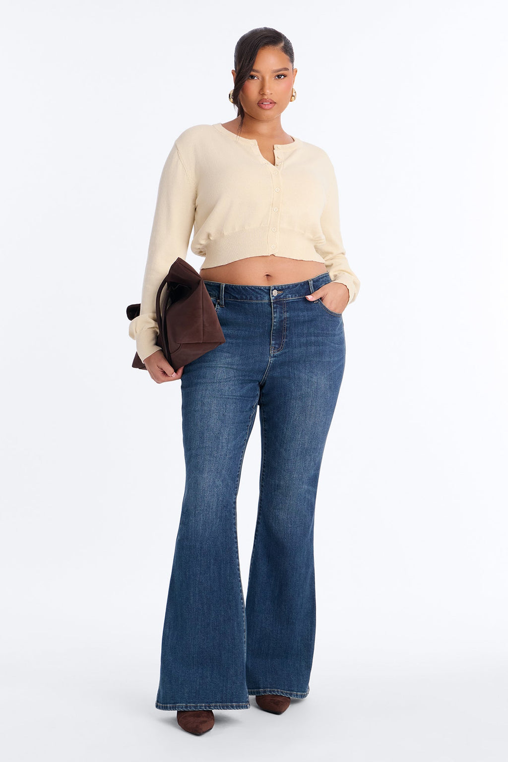 Charlotte Curvy Stretch Flare Leg Jeans - Dark Wash