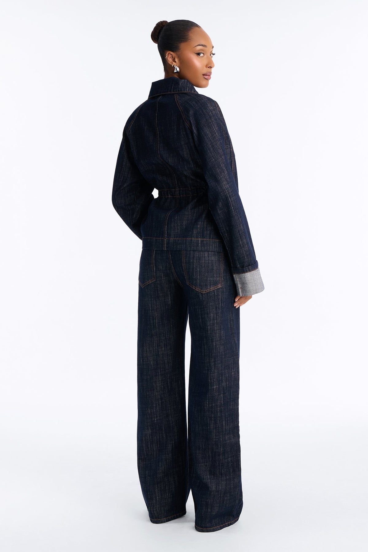 Denim Dreaming Cinch Waist Pant Set - Dark Wash