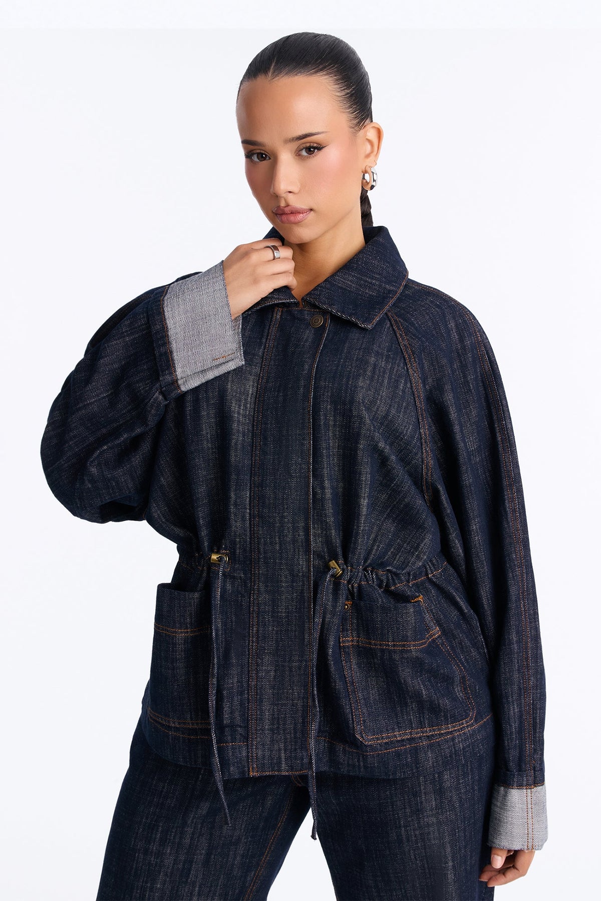 Denim Dreaming Cinch Waist Pant Set - Dark Wash