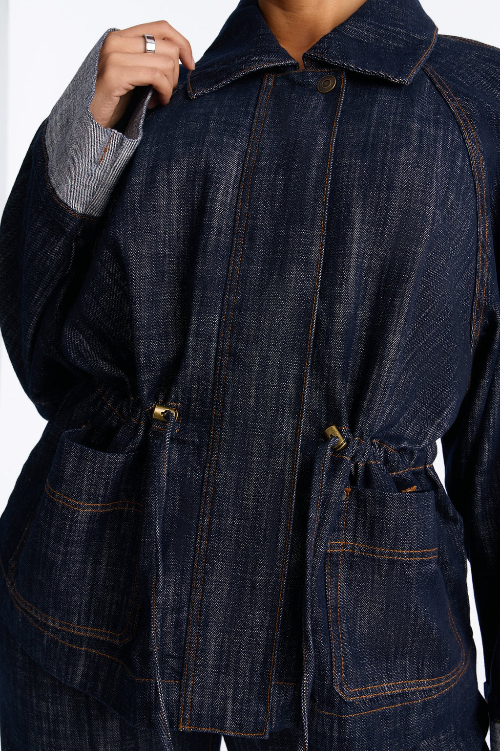 Denim Dreaming Cinch Waist Pant Set - Dark Wash