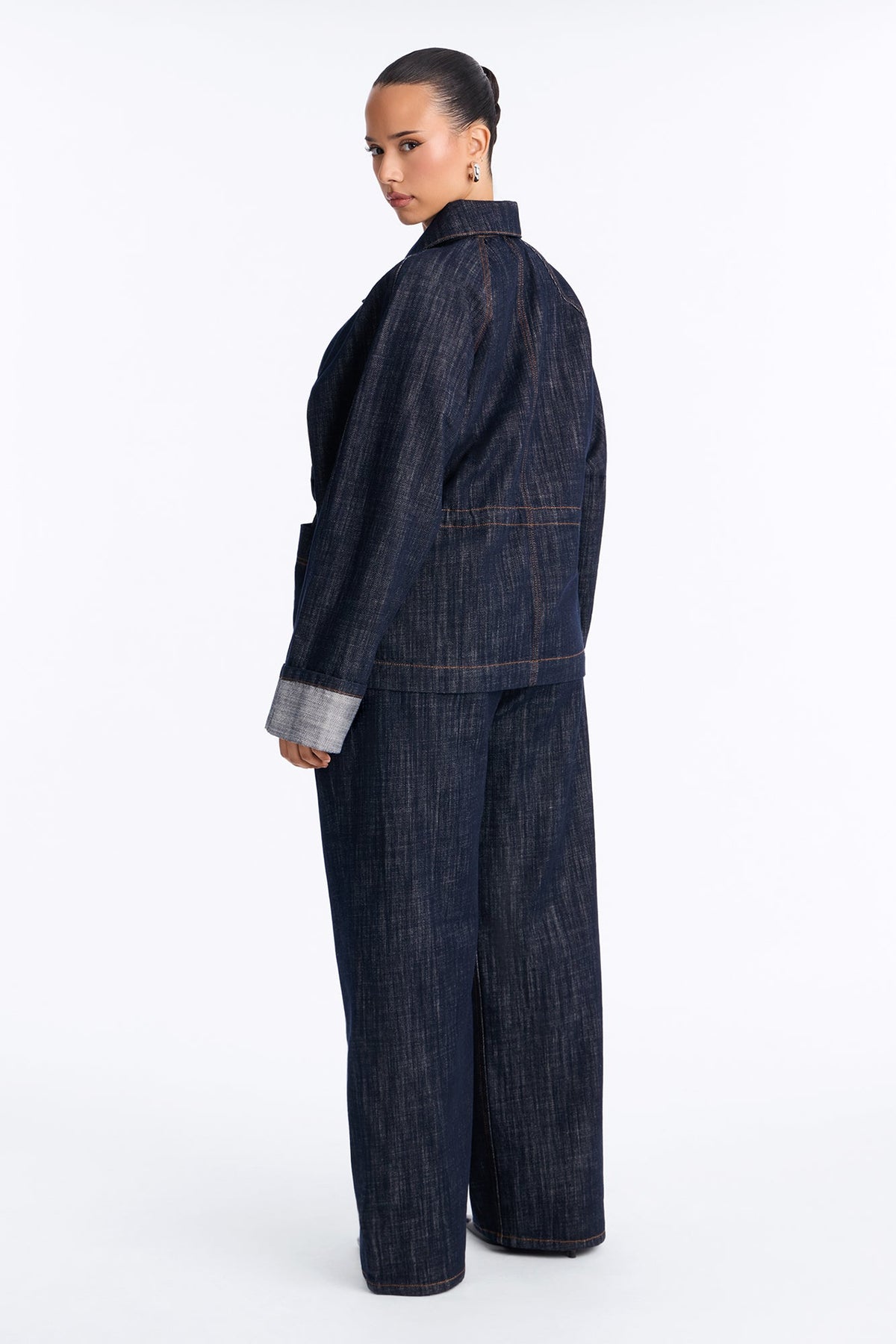 Denim Dreaming Cinch Waist Pant Set - Dark Wash