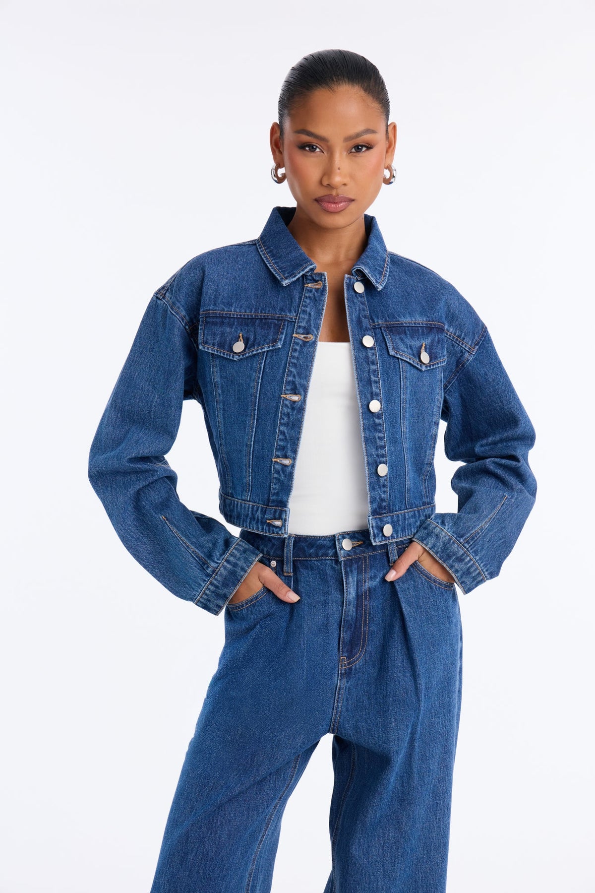 Cleo Denim Pant Set - Dark Wash