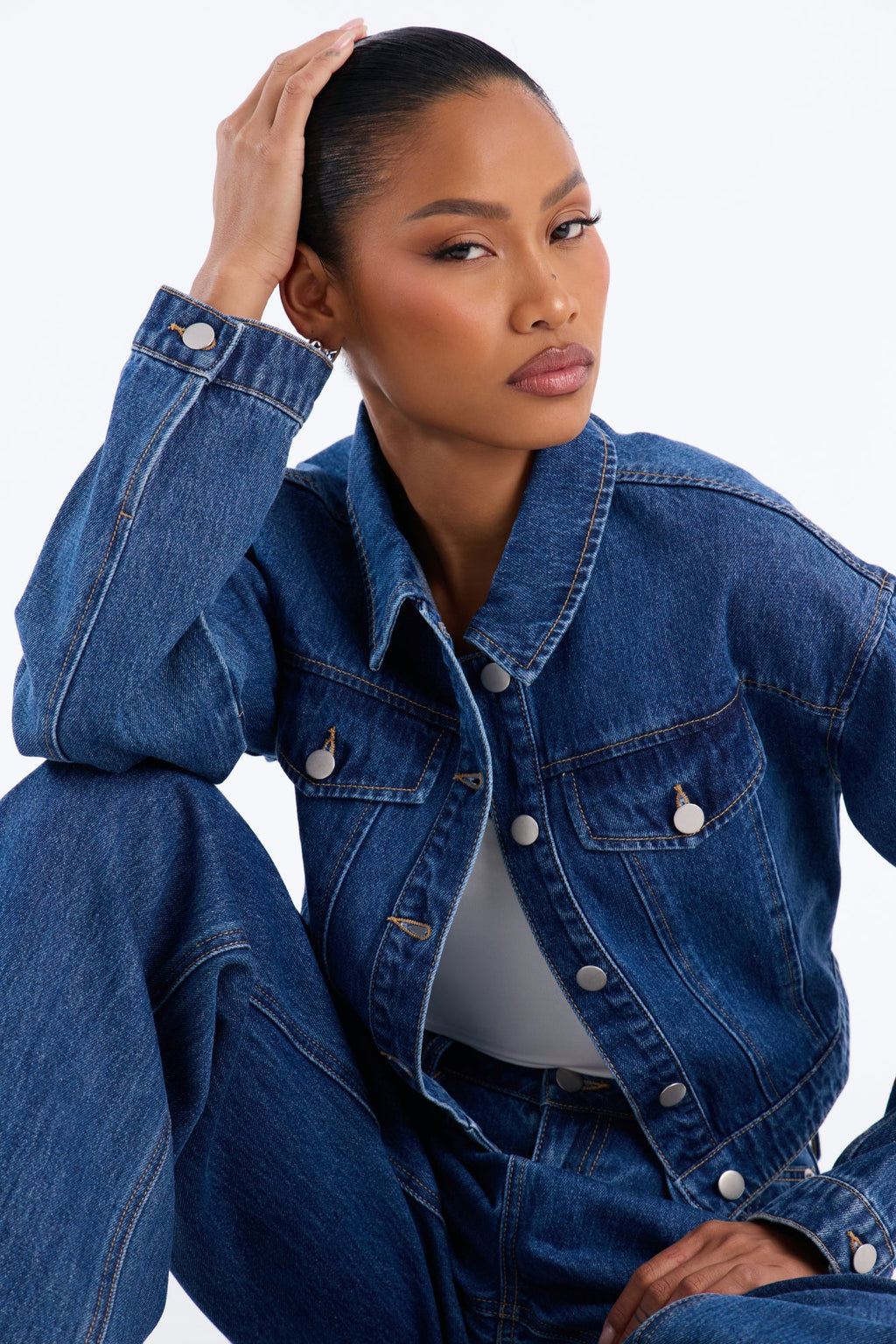 Cleo Denim Pant Set - Dark Wash