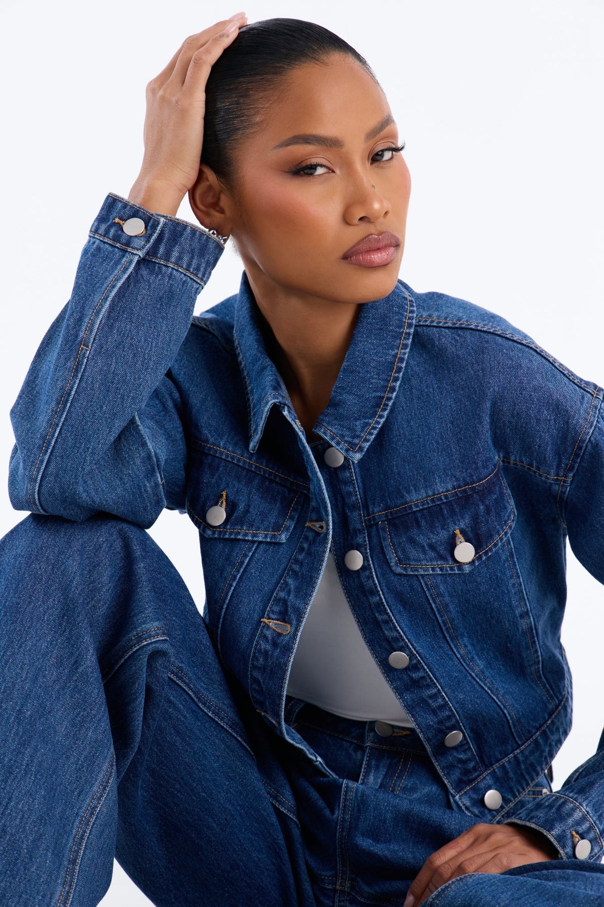Cleo Denim Pant Set - Dark Wash