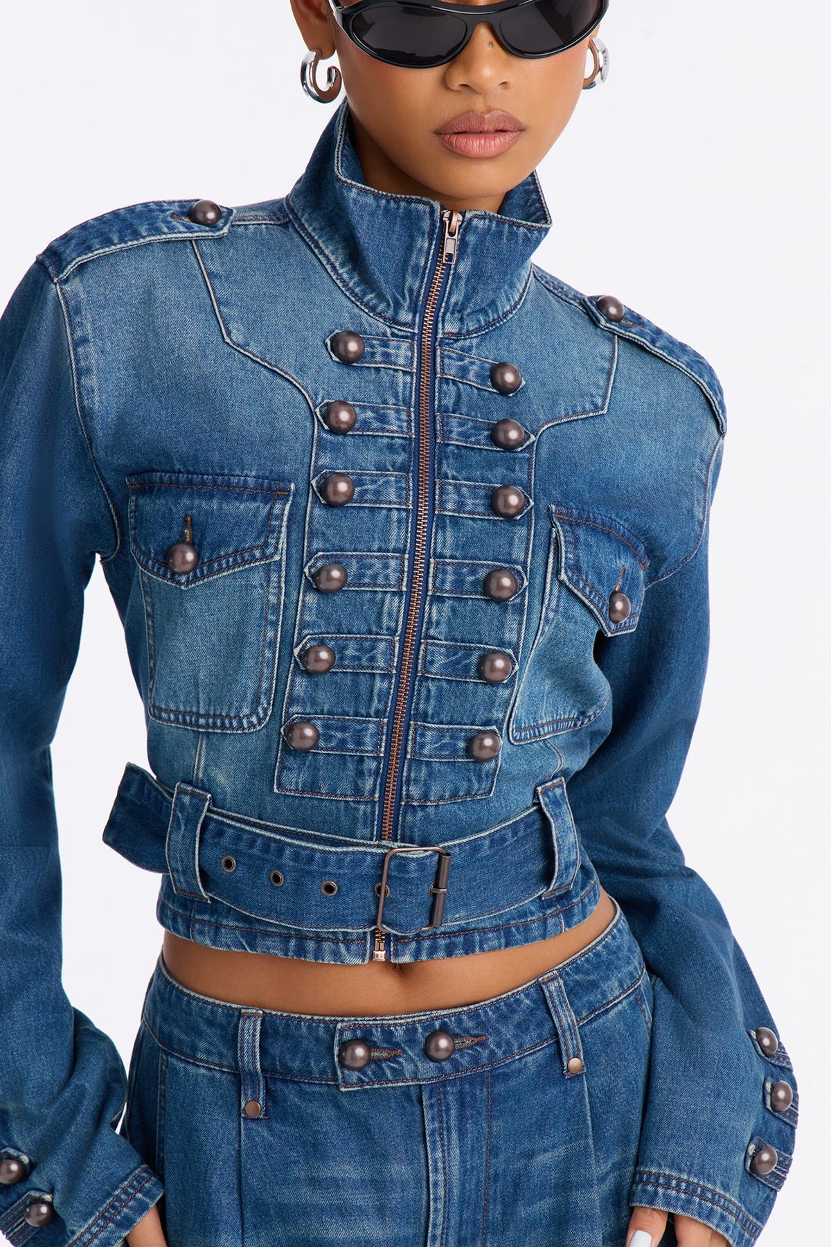 Billie Barrel Denim Pant Set - Medium Wash