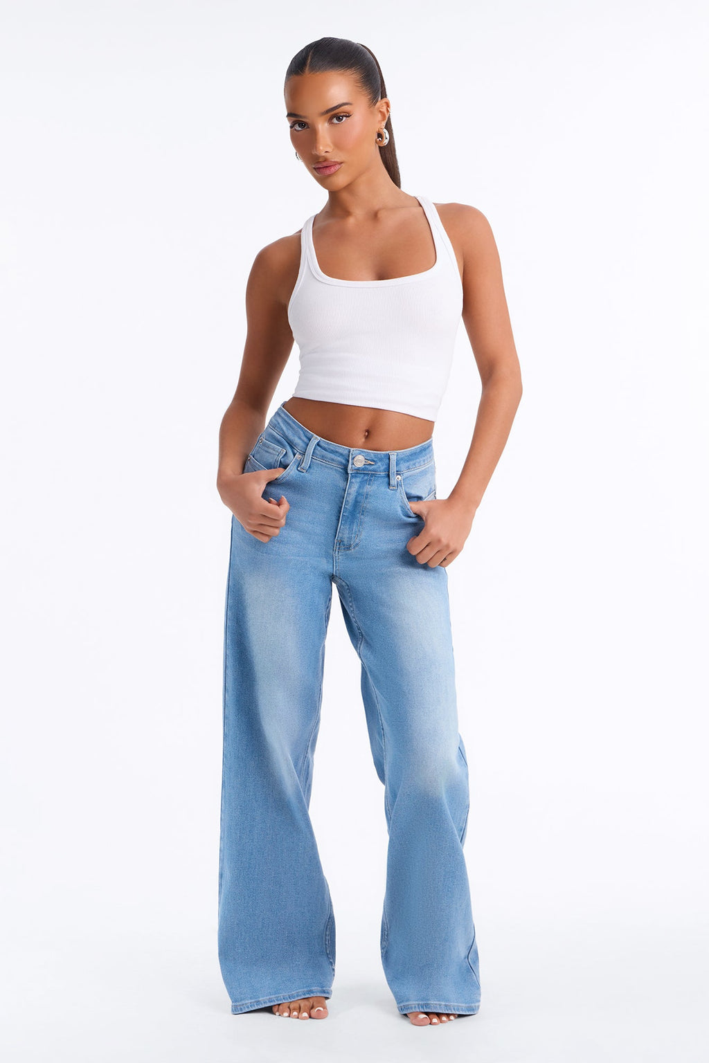 Bella High Rise Stretch Wide Leg Jeans - Light Wash