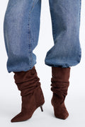 In Full Effect Suede Heeled Booties - Chocolate