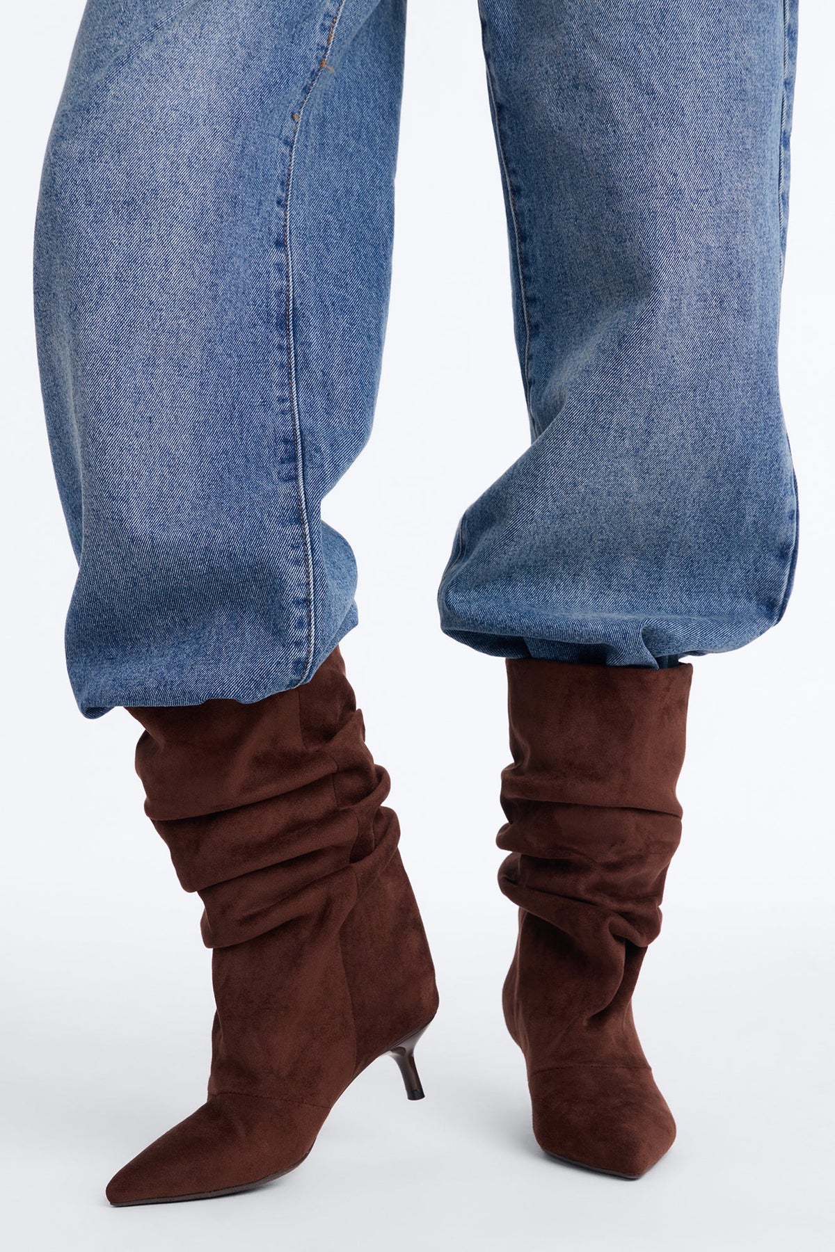 In Full Effect Suede Heeled Booties - Chocolate