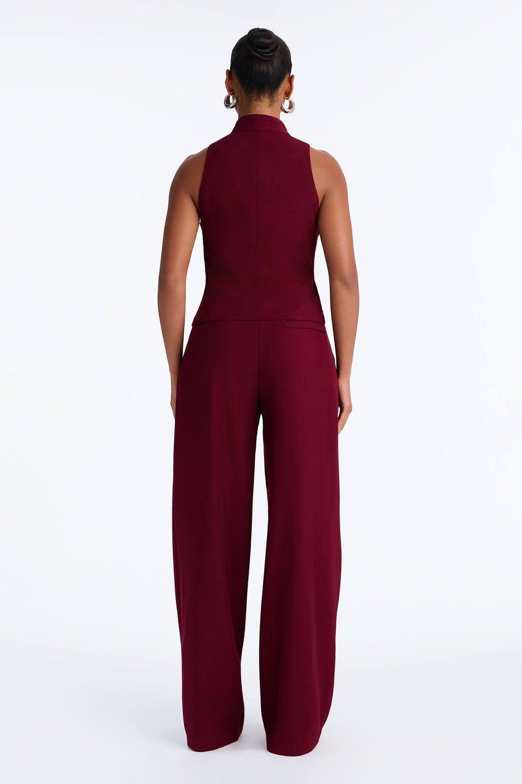 Cleo Frog Clasp Pant Set - Burgundy